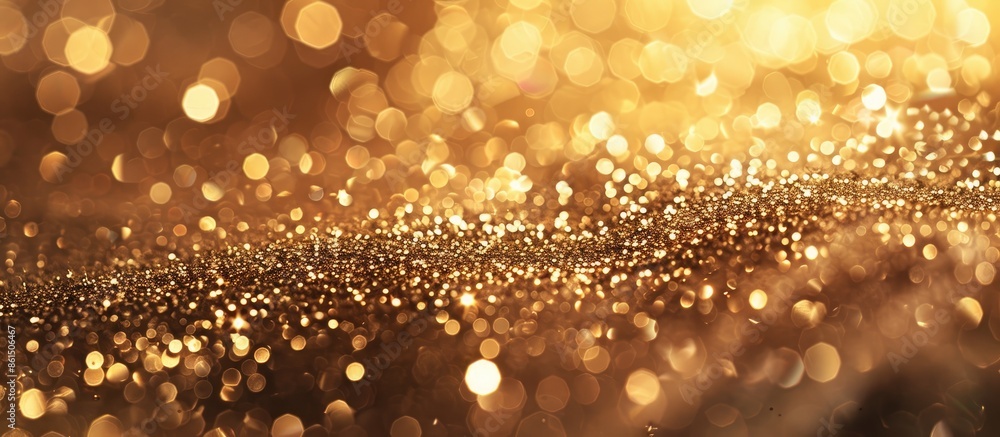 Poster Close-up shot of a festive gold glitter texture with sparkling sequins in a background with copy space image.