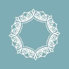 Wedding monogram frame. Elegant round frame template with lace ornament.