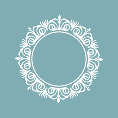 Wedding monogram frame. Elegant round frame template with lace ornament.