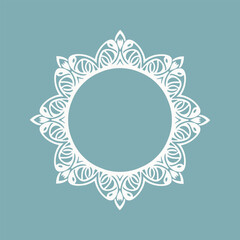 Wedding monogram frame. Elegant round frame template with lace ornament.