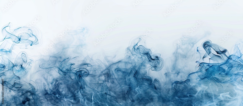 Poster Blue smoke against a white backdrop with plenty of empty space for additional content like text or graphics, making it a versatile copy space image.
