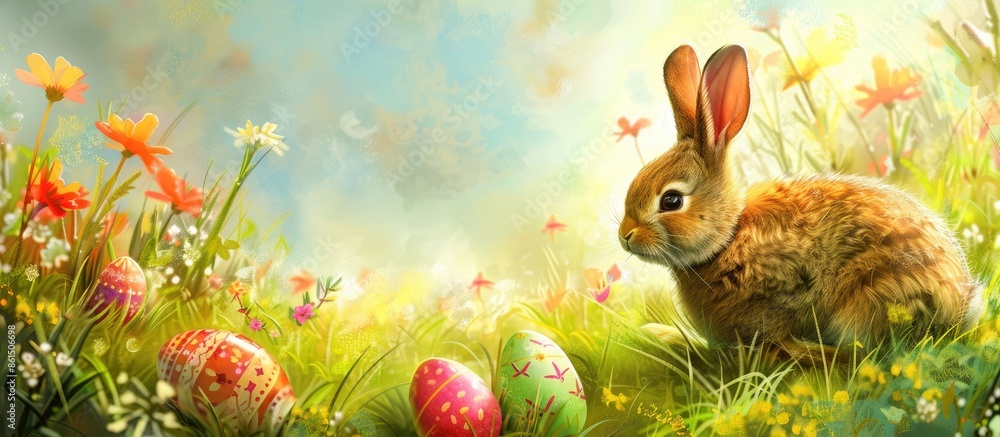 Poster Design for an Easter card with a blank copy space image.