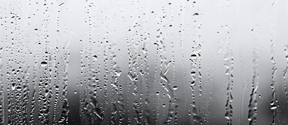 Poster black and white background of the condensation pattern on window glass with copy space image.