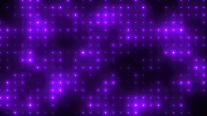 Abstract glowing purple disco wall with light bulbs abstract background