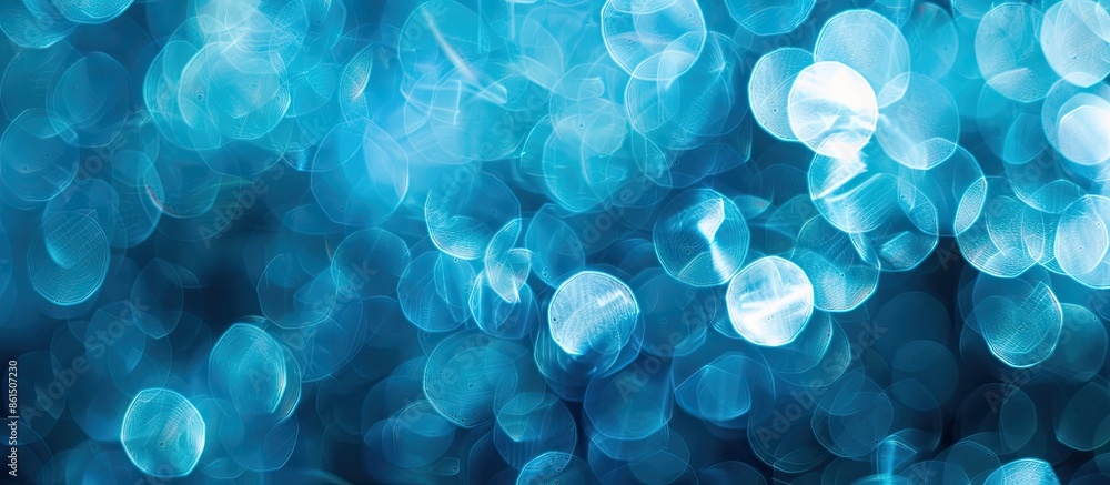 Aufkleber Blurry bokeh effect on a blue background with copy space image.