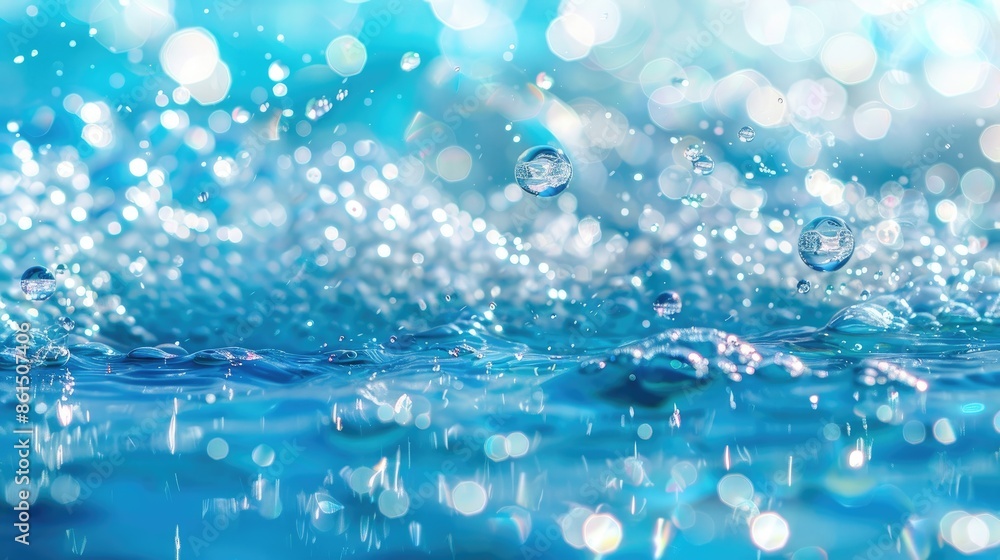 Aufkleber abstract summer backdrop featuring a clear blue water surface with dynamic splashing ripples and gli