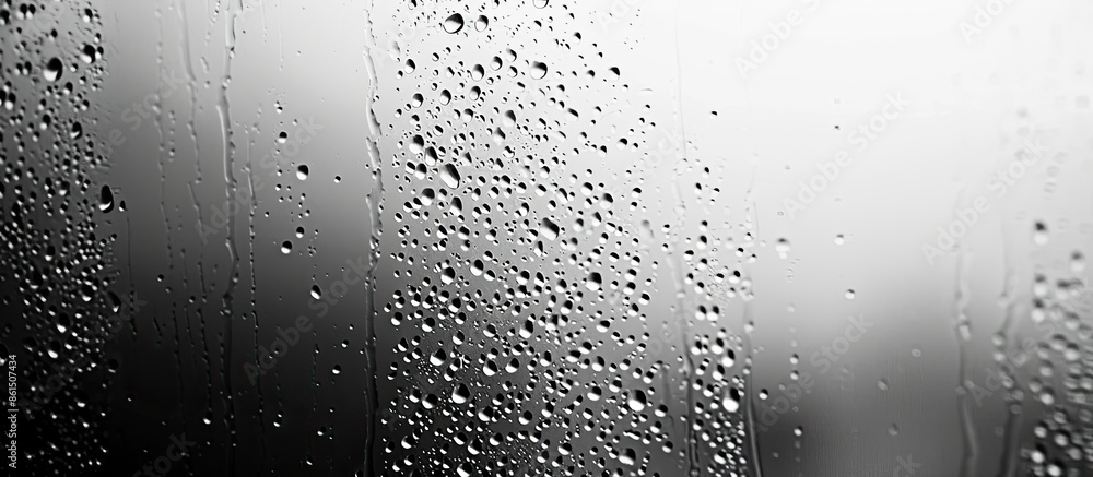 Poster black and white background of the condensation pattern on window glass with copy space image.