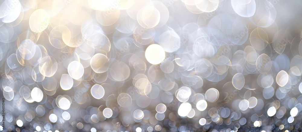 Poster Abstract white and silver bokeh lights in soft focus, perfect as a background with copy space image.