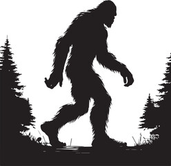 Fototapeta premium Bigfoot silhouettes vector image Flat silhouette design illustration