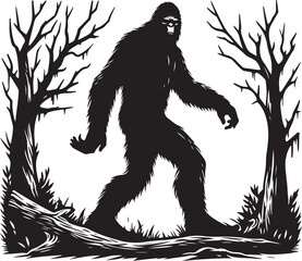 Bigfoot silhouettes vector image Flat silhouette design illustration
