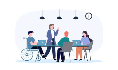 Business inclusive meeting with diversity concept illustration