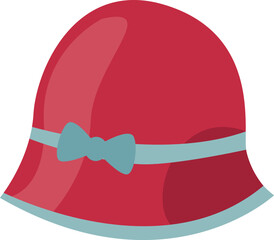 Red women hat with bow vector illustration. Cartoon hat isolated on white background.