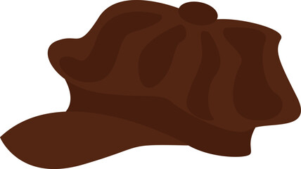 Brown retro cap vector illustration. Cartoon hat isolated on white background.