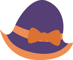 Purple women hat with bow vector illustration. Cartoon hat isolated on white background.