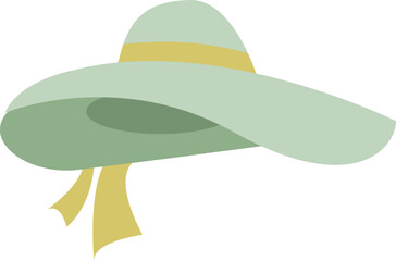 Green women summer hat vector illustration. Cartoon hat isolated on white background.