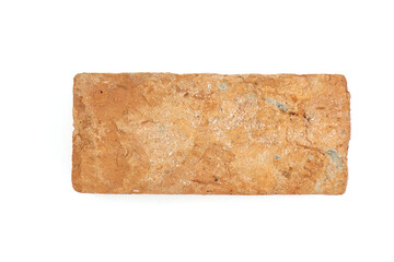 Solid clay bricks used for construction,Old red brick isolated on white background.