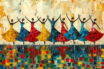 abstract background in colors and patterns for International Square Dancing Month 