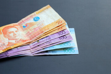 Philippine money, Banknotes on dark background.