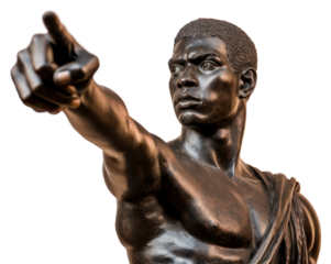 PNG  Greek sculpture pointing statue bronze male.