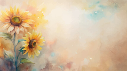 Soft pastel sunflower watercolor background