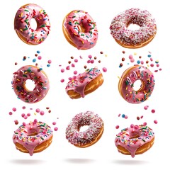 Collection of donuts on white background