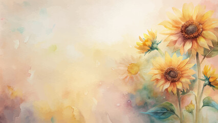 Soft pastel sunflower watercolor background