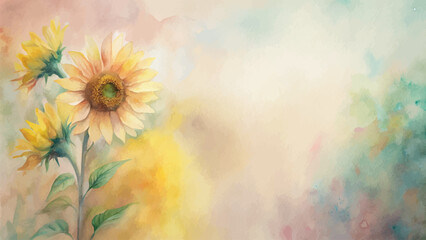 Soft pastel sunflower watercolor background