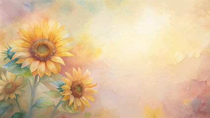 Soft pastel sunflower watercolor background