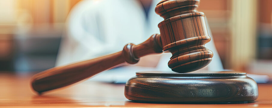 The gavel is a symbol of authority and justice. It is used to maintain order in a court of law.