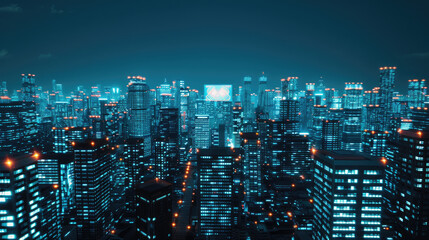The photo shows a night view of a city