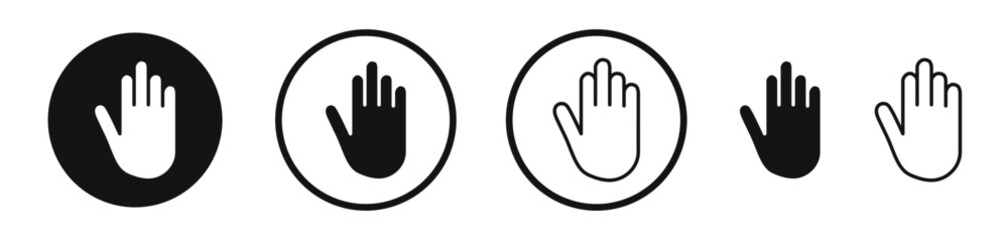 Hand vector icon set in black and white color.