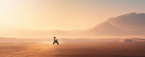 Mars rover exploring the red planet's rocky terrain