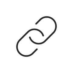 Link, linear style icon. Two interlocking chain links, connection or hyperlink. Editable stroke width.