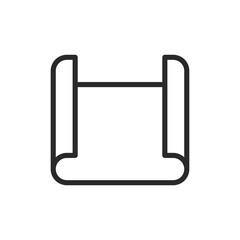 Rolled blueprint, linear style icon. Simple blueprint icon, design or planning. Editable stroke width.
