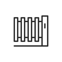 Palisade fence with pointed tops, linear style icon. high-security palisade fence. Editable stroke width.