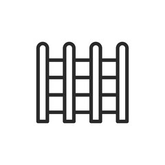 Traditional wooden gate, linear style icon. classic wooden gate. Editable stroke width.