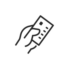 Credit card payment, linear style icon. hand holding a credit card for payment. Editable stroke width