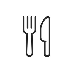 Cutlery, linear style icon. Fork and knife. Editable stroke width