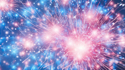 Fototapeta premium Close-up shot of glowing pink and blue sparklers on a dark blue background