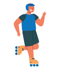 guy rides roller skates