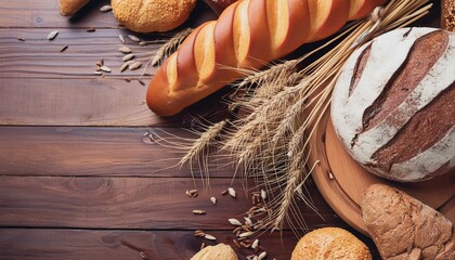Pain et épis de blé sur un plan de travail
