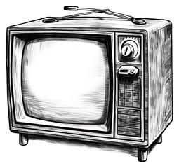 PNG  Television drawing sketch white background.