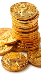 Glittering Pile of Mythical Golden Coins Showcasing Wealth and Prosperity