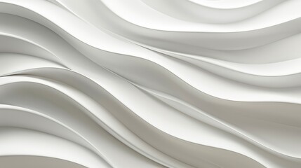 Obraz premium Clean white wave patterns merge effortlessly with a pristine background, illustrating simplicity and sophistication