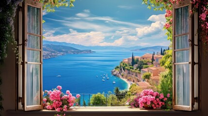 Mediterranean View From Open Window