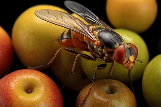 &ldquo;Insect Portrait: Apple&rsquo;s Tiny Visitor&rdquo; Closeup of a fruitfly on Apples