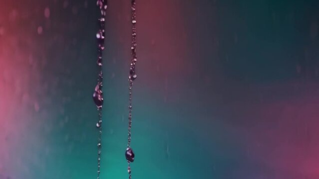 Shiny raindrops splashes falling cascading down wet glossy foggy glass window car outdoor during rainy stormy day backdrop full hd 4k ultra video dwonload