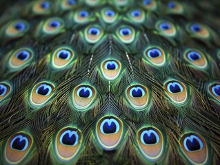 Obraz premium The intricate patterns and vibrant colors of peacock feathers symbolize natural beauty and the allure of wildlife, capturing nature's artistic flair.