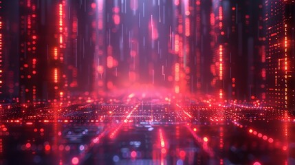 Futuristic Digital Grid: Illustrate a futuristic digital grid with glowing lines and nodes, creating a high-tech and immersive atmosphere perfect for tech-themed visuals. 