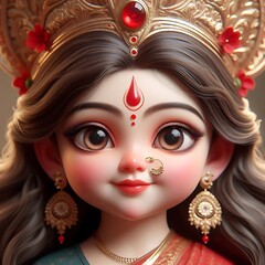 Fototapeta premium Goddess Durga, Navratri, Cute Goddess Durga, Durga Puja